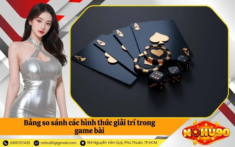 Bảng so sánh các hình thức giải trí trong game bài